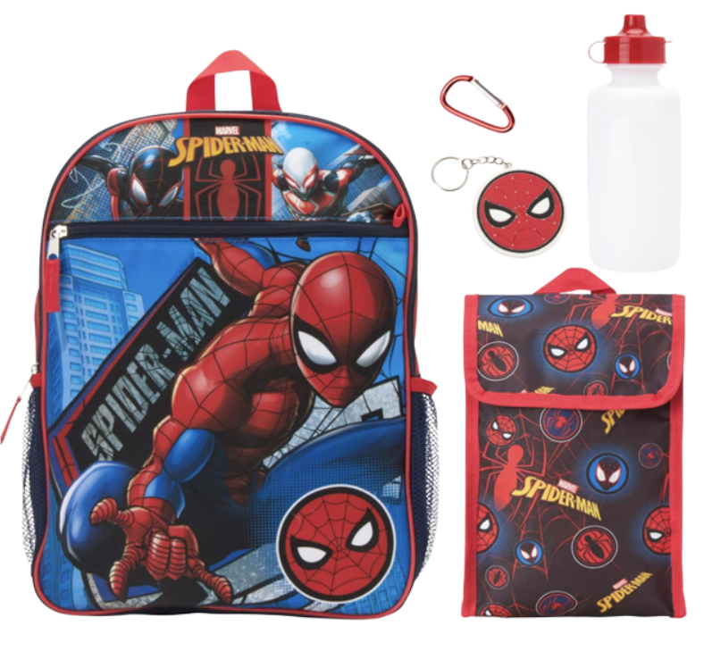 K. 🕷️ Spider-Man 5-Piece Backpack & Accessory Set