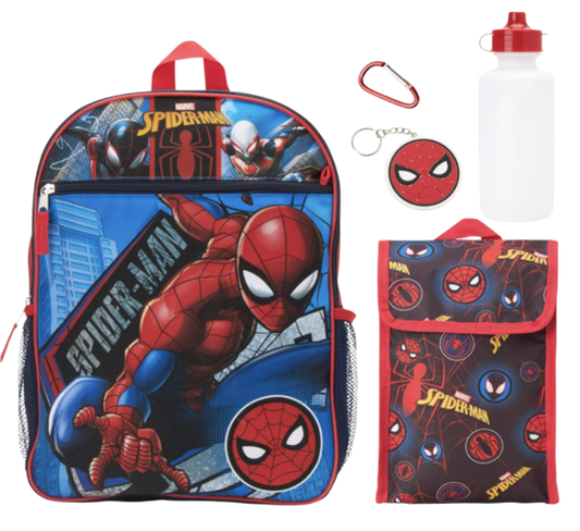 K. 🕷️ Spider-Man 5-Piece Backpack & Accessory Set